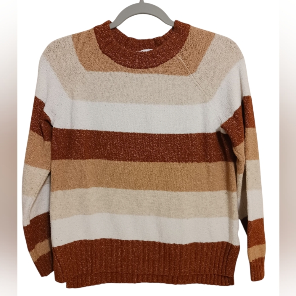 WOMEN'S TIME & TRUE SUPER SOFT STRIPED PULLOVER SWEATER SIZE MEDIUM - Picture 2 of 3